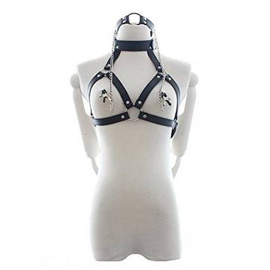 LifeJoy Bondage Knebel Brustklemmen Set mit Fetisch Kragen Bra Top