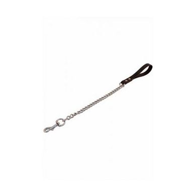 BDSM Leinen & Führungsketten - Hundeleine kurz Metall mit Lederschlaufe