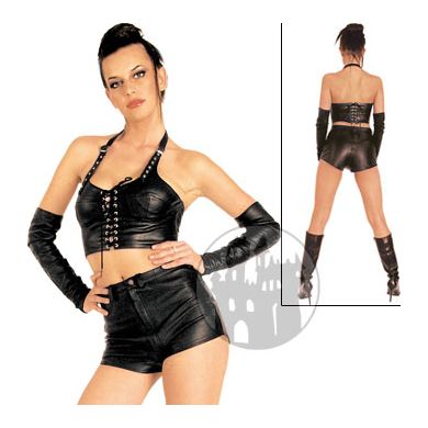 Leder Neckholderoberteil