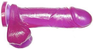SI IGNITE Thick Cock mit Balls und Saugnapf. 20 cm (8 in). Lila