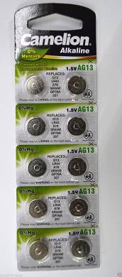10 x Knopfzellen Alkaline Uhrenbatterien Camelion AG13- LR44- GP76A- SR44W