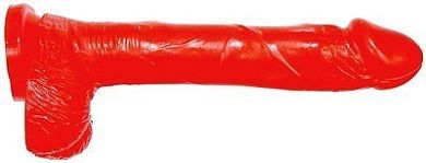 SI IGNITE Cock mit Balls und Saugnapf. 20 cm (8 in). Rot