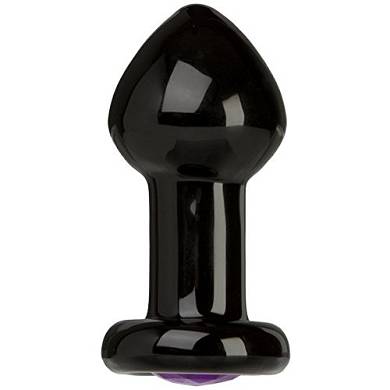 Black rose by Doc Johnson Violet Gems Anal Plug Medium - Analplug mit lila Kristall an Bas