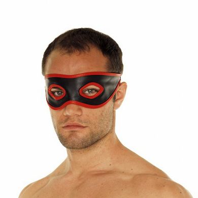Leder Augenmaske offen rot/schwarz