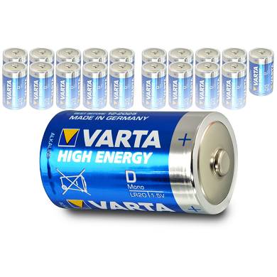 20x VARTA HIGH ENERGY LR20 Batterie 4920 Mono D Alkali 1,5V MN1300 20 Stk