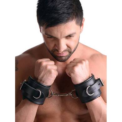 Geftterte Handgelenk- und Fufesseln aus Leder