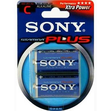 SONY 2x Batterie 1,5V LR14 Blister Alkaline Stamina Plu # AM2B2A