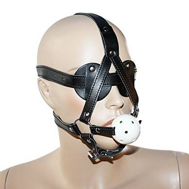 Mundknebel #7083 Ballknebel. Kopfharness mit Gag-Ball und Augenbinde