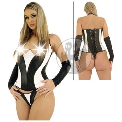 Leder Stretch Corsage zweifarbig