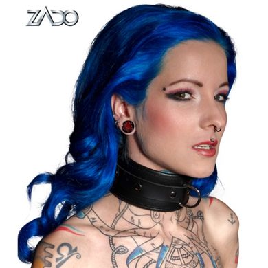 Halsband aus Leder mit Ring in Schwarz