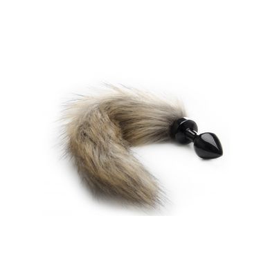 8 x 3 cm Fox Tail Buttplug schwarz