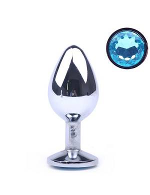 Metall Anal Plug mit blauem Schmuckstein ? Medium