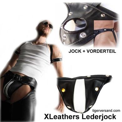 XLeathers Lederjock schwarz-weiss