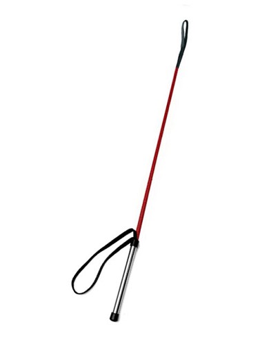 Leder Gerte ROT mit Edelstahlgriff