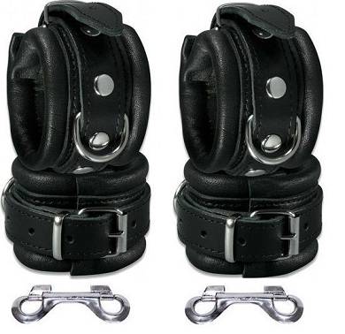 Leder Arm und Fußbänder Manschetten Hand Fuß Fesseln Set schwarz gepolstert