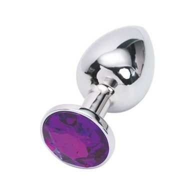 Sehr großer Plug aus Metall mit lila Kunstglasstein
