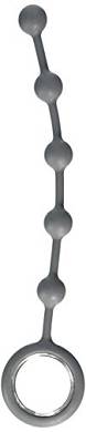 Wind it Up! Beaded Silicone Probe with Designer Pull Ring. Analkette. grau