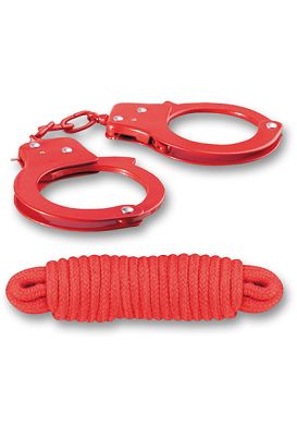 Sex Extra Handschellen und Bondageseil 3 Meter red