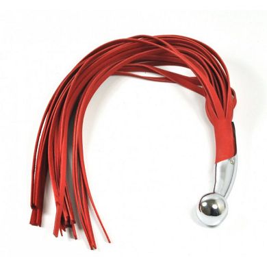 Lederpeitsche rot Metallgriff