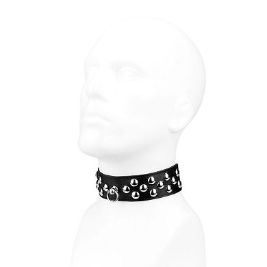 Leder-Halsband mit groen Flachnieten
