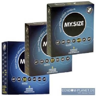 MY.SIZE Kondome 9er Probierpaket (je 3 x 53,57,60 mm)