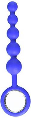 Ride it Up! Beaded Silicone Probe with Designer Pull Ring. Analkette. blau