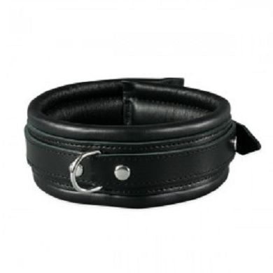 Halsfessel aus schwarzem Leder 5cm breit mit D-Ring