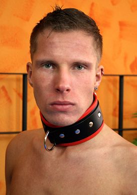 Rimba Leder Halsfessel schwarz/rot