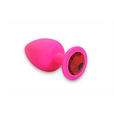  Buttplug Analplug xxl Silikon in aufregendem pink mit rotem Kristall - BDSM Bondage SM