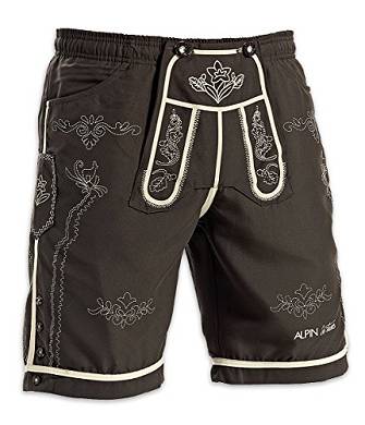 Badeshort Badehose LEDERHOSE. braun