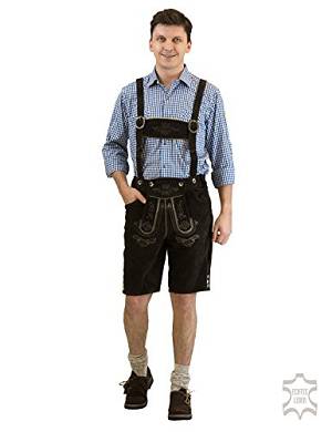 Herren Trachten Kurz Lederhose "Seppl".inkl. H-Träger. altbraun. von Waller