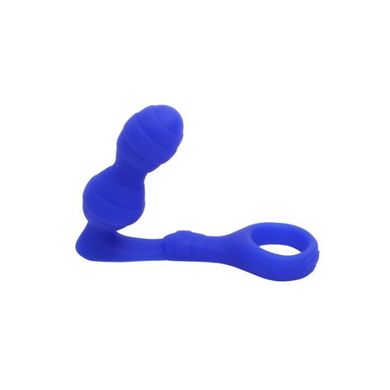 Joy-Lite emberly Double Feature. Blau - Analplug mit Hodenring aus Silikon. 1er Pack