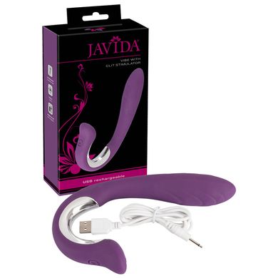 18,5 x 2 - 3,3 cm Vibrator Javida Vibe with Clit Stimulator purple - Akku Power