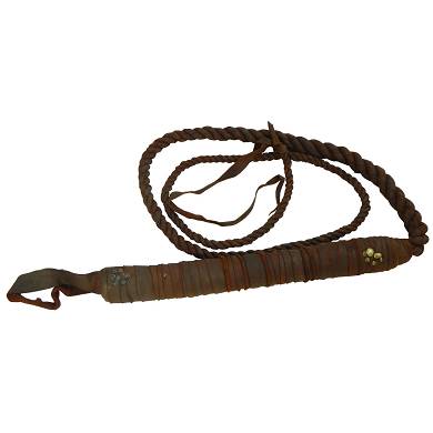 Lederpeitsche braun 190 cm Echtleder Peitsche mit Nieten Reitgerte Accessoire