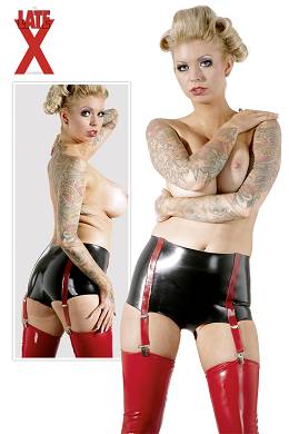Schwarze Latex-Straps-Pants