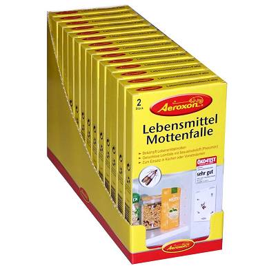 Aeroxon Lebensmittel-Mottenfalle Leimfalle Pheromonfalle 14x 2 Stück