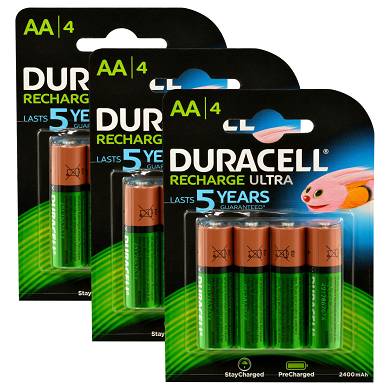 12x Duracell Recharge Ultra Akku AA Mignon HR06 2.400 mAh Precharged 12 Stück