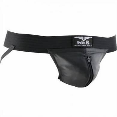 Leder Jockstrap mit Zip - two bands von "Mr. B" Größe Large