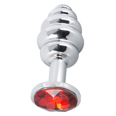 7,5 x 2,9 cm Butt Jewelery Buttplug silver mit rotem Stein