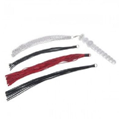 BDSM Peitschen Set Acrylglasgriff mit 4 Aufsätzen