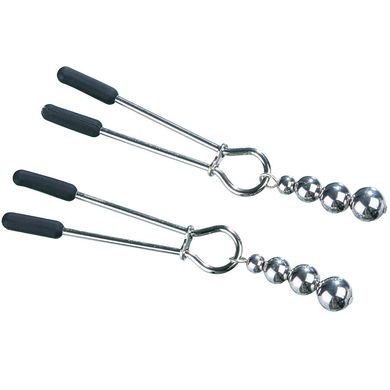 Steamy Shades - Tweezer Nipple Clamps with Metal Beads silver