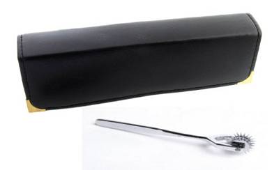 3 Reihen Nervenrad Massagerad Pain Wheel mit formschönen Lederetui