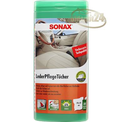 SONAX 412300 LederPflegeTücher Box Leder-Pflege-Tücher Lederpflege 25 Stück