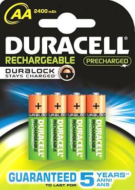 4 DURACELL Rechargeable Mignon AA 1,2V 2400mAh Duralock NiMH-Akku Accupack