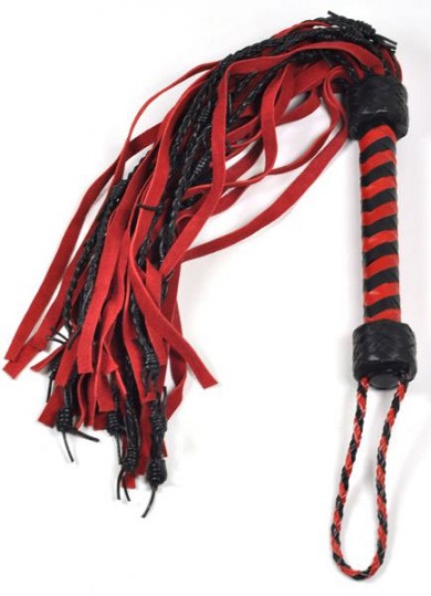 Leder Kratz-Peitsche rot/schwarz SMALL