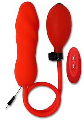 14 cm Pumpdildo - Vibrating Inflatable Silicone Twister red