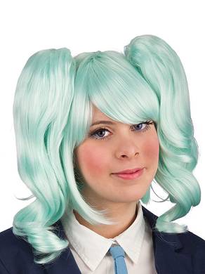 Ssse Manga Cosplay Zopf Percke mit abnehmbarem Pony hellgrn