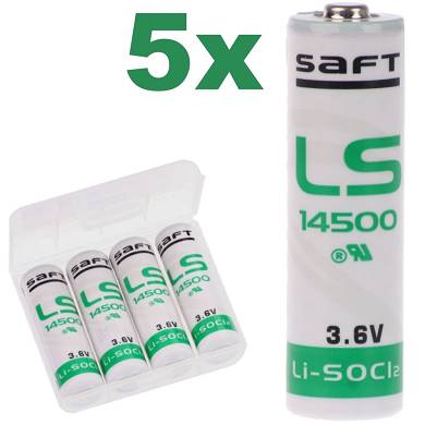 5x Saft Lithium 3,6V Batterie LS 14500 - AA - LS14500 Li-SOCl2 Batterien