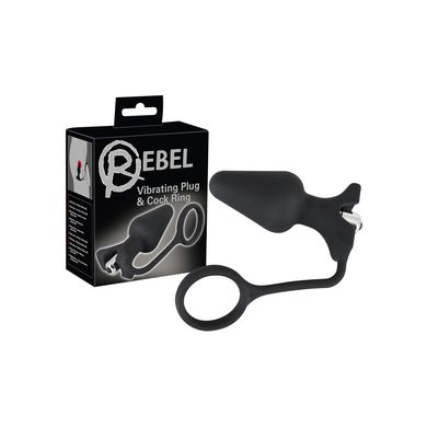11 x 2,2 - 4,5 cm REBEL Vibrating Plug and Cockring Silicone black