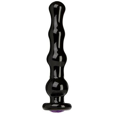Black rose by Doc Johnson Violet Gems Glass Wand - Analplug mit lila Kristall. gewellt. 20
